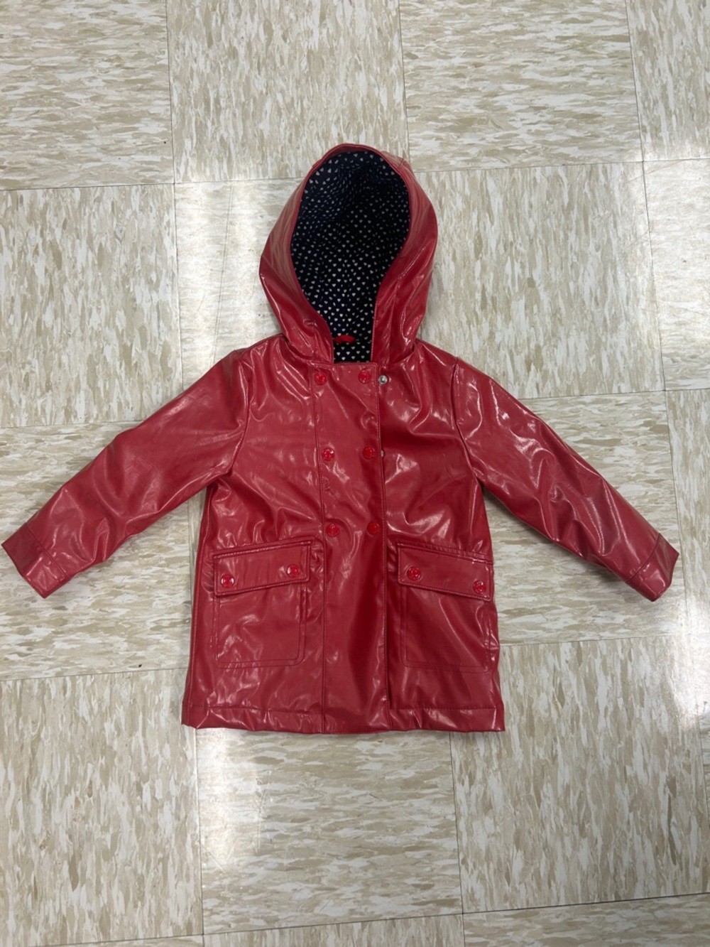 GAP Red Hooded Kids Raincoat with Heart Hood Lining